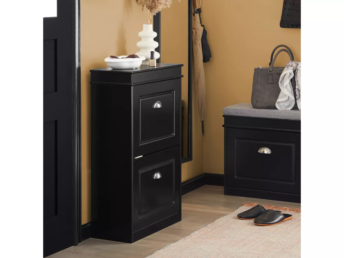Meuble de Rangement à Chaussures Armoire à Chaussures Commode à Chaussures 2 abattants, FSR78-SCH