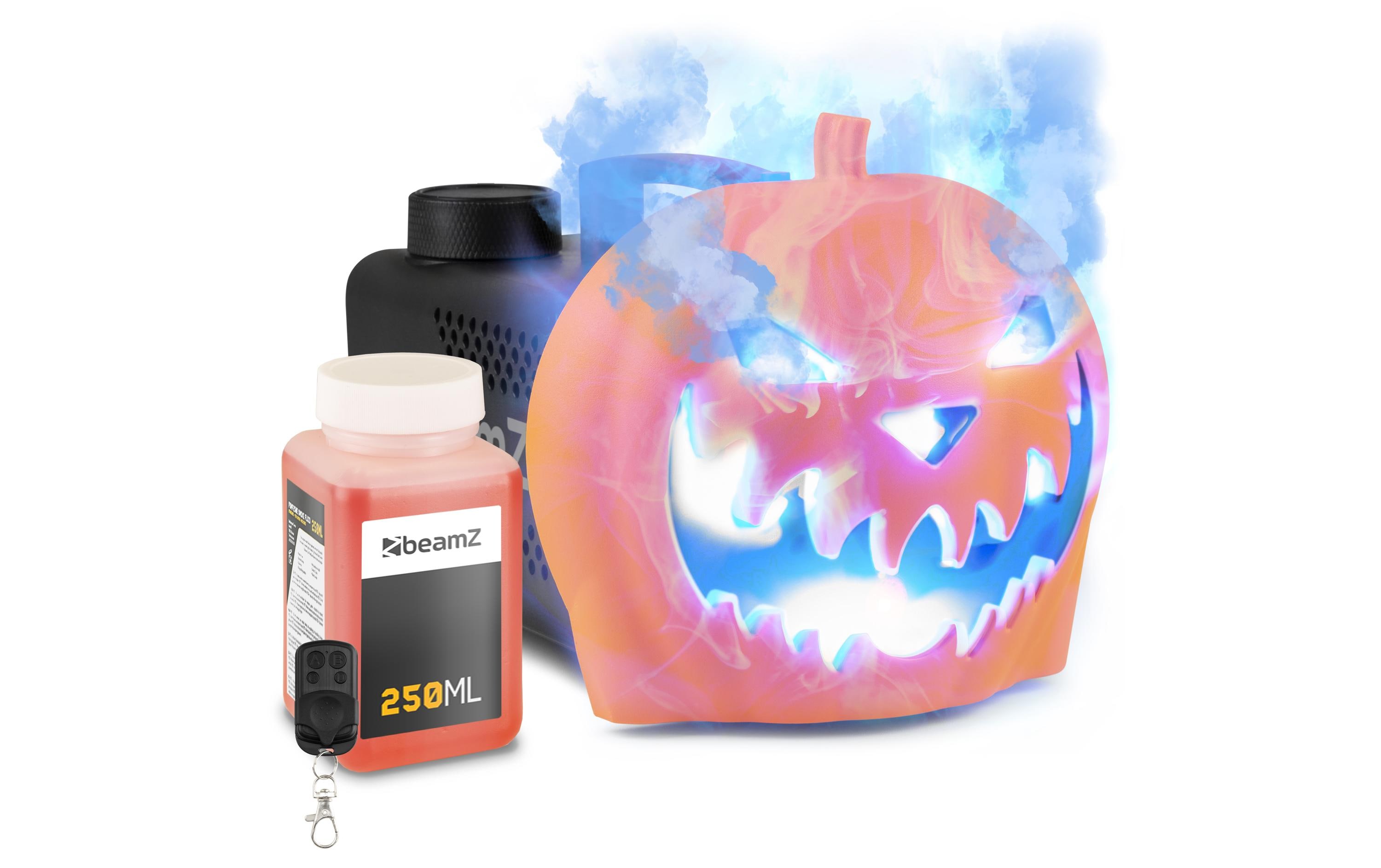 Nebelmaschine S553L Halloween SetNebelmaschine mit RGB LEDs und Halloween Kürbis Aufsatz