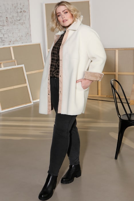 Wendejacke, Velours/Felloptik, Hemdkragen, Langarm
