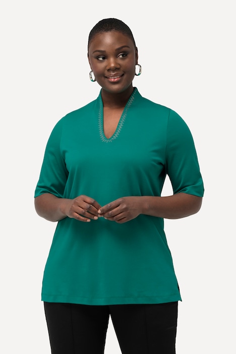 T-Shirt, Pima Cotton, A-Linie, Kelchkragen, Halbarm