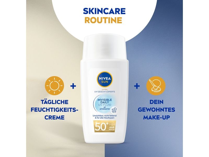 NIVEA SUN Sonnencreme UV Face Invisible LSF 50  40 ml Ultraleichtes Fluid sorgt für sofortigen Schutz vor UVA und UVB-Strahlen
