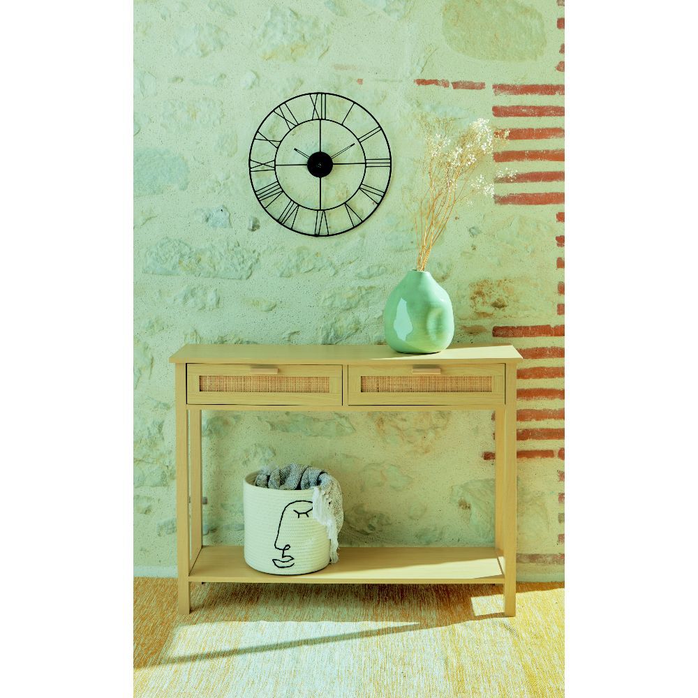 Horloge ronde métal ajouré chiffres romains noir Ø45 cm