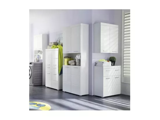 Meuble bas de salle de bain 2 portes 1 tiroir blanc brillant Kelia 73cm
