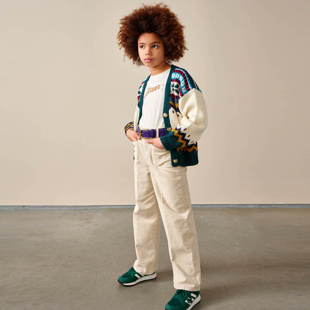 Bellerose Pantalon Pepy en Velours de coton côtelé calcaire