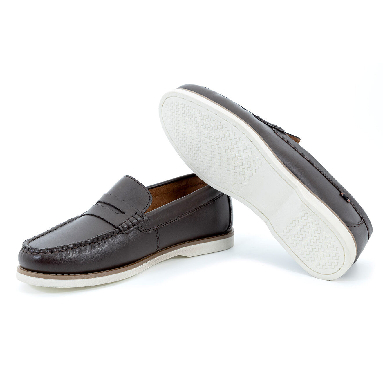 Ortiz Reed Mocassins en Cuir Jak marron/blanc