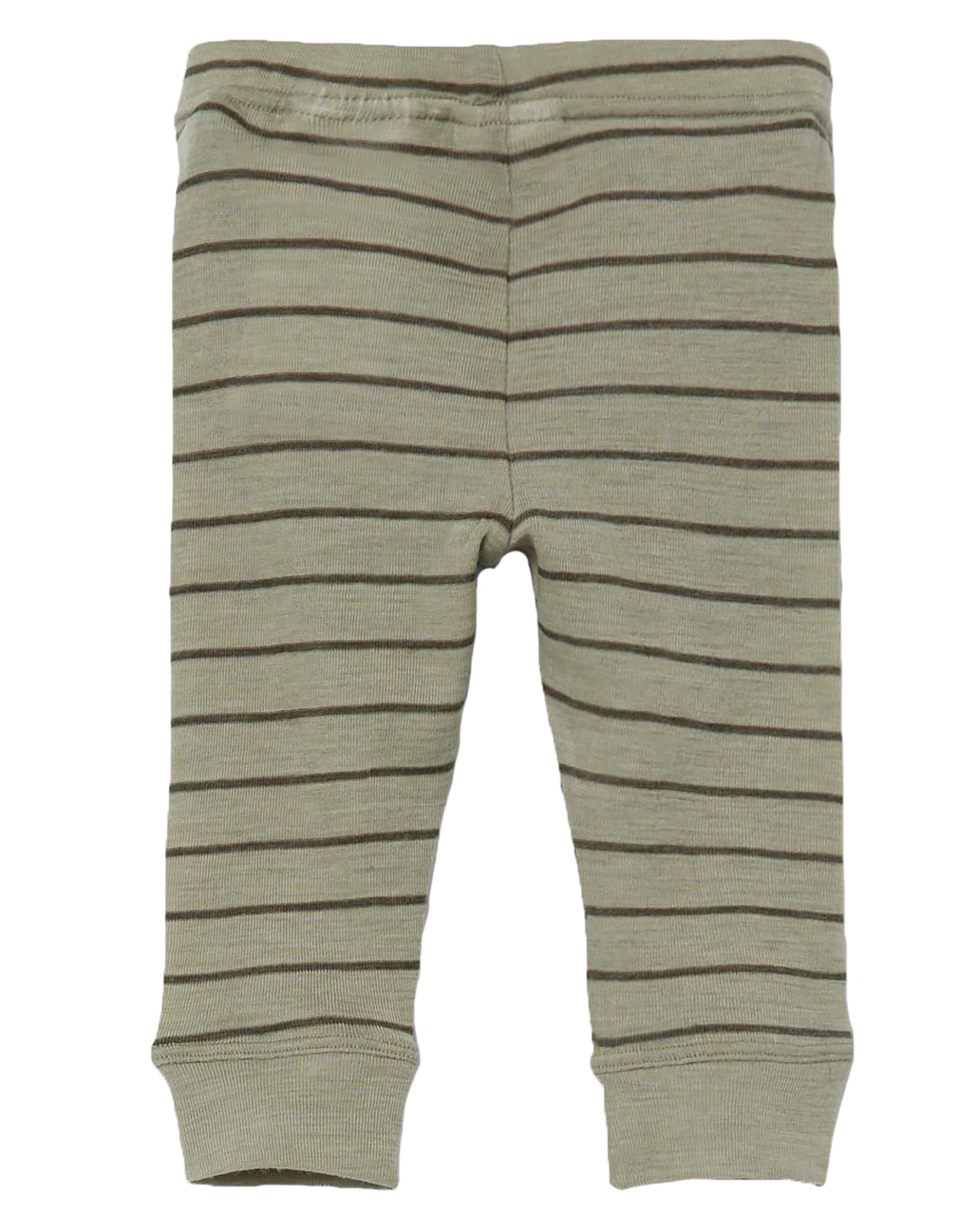 Lange Woll-Unterhose NBMWANG gestreift in silver sage