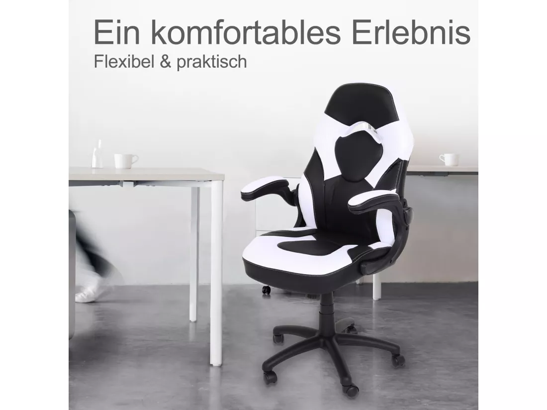 Chaise de bureau MCW-K13, noir-blanc