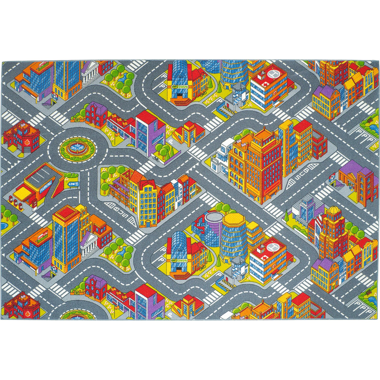 Kinderspielteppich Motiv Big City 95 x 200 cm