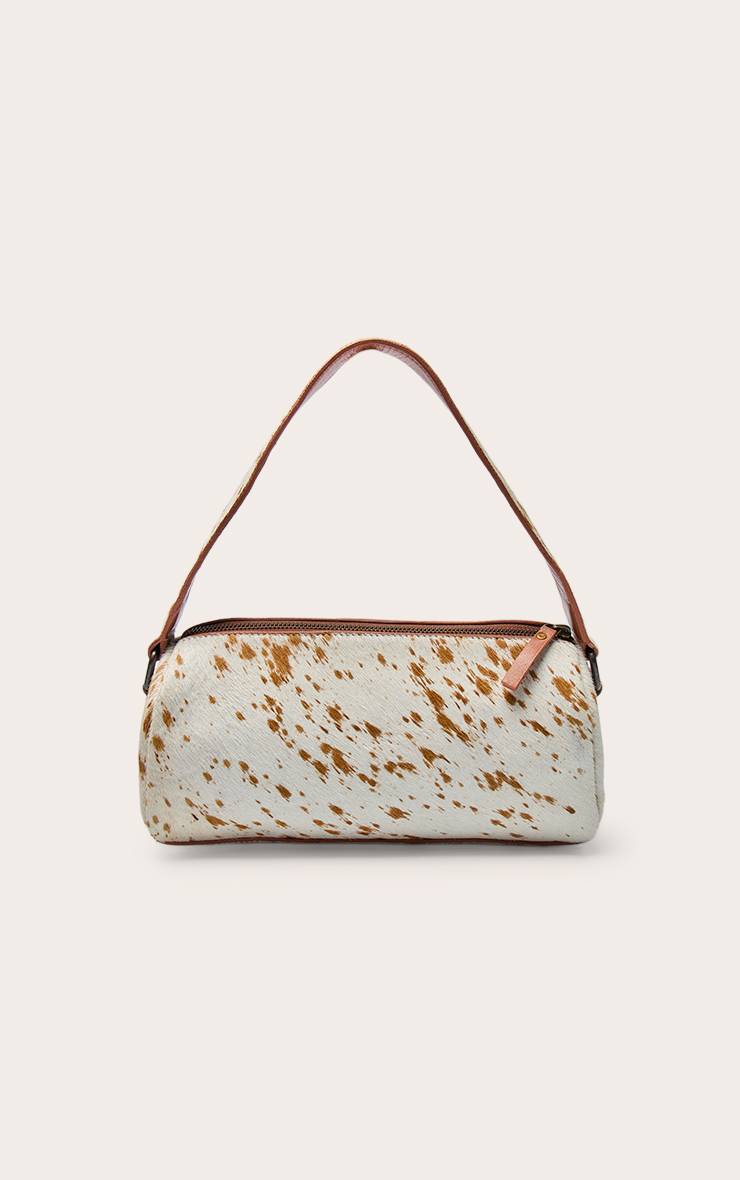 Naturel Sac À Main En Cuir Véritable Imprimé Vache