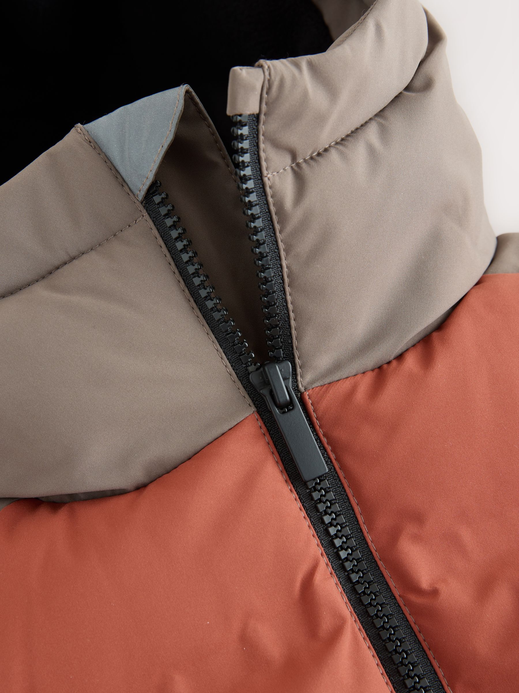 Roestbruine Kleurblokken - Regenbestendige gewatteerde jas met microfleece voering (3-17jr)