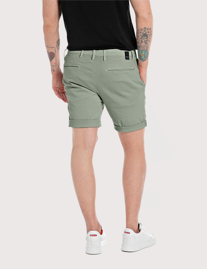 REPLAY SHORT CHINO HOMME BENNI REGULAR KAKI 130