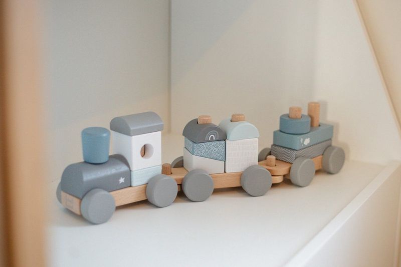 Label - Blauw - Houten Speelgoed Trein