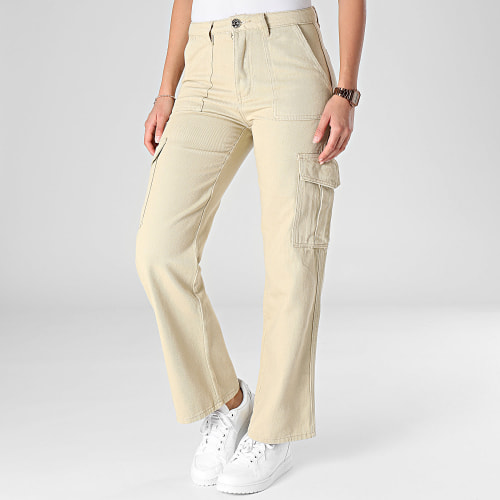Pantalon Cargo Jean Femme Beige