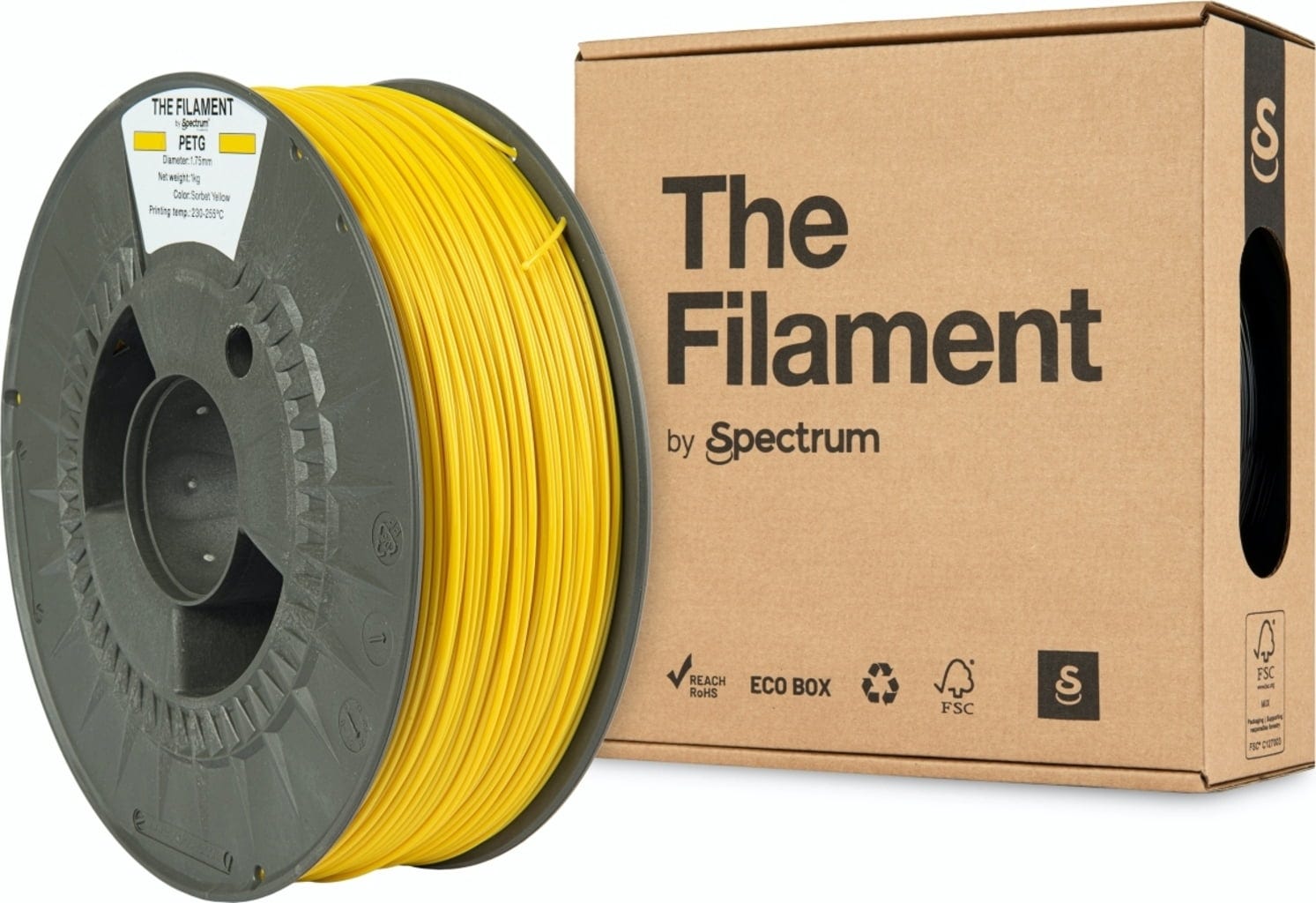 The Filament  PETG Sorbet Yellow, 1,75 mm / 1000 g    Erschwingliches PETG in Sorbet Yellow