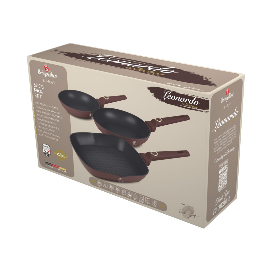 Berlinger Haus 3-teiliges Bratpfannen-Set Leonardo Collection