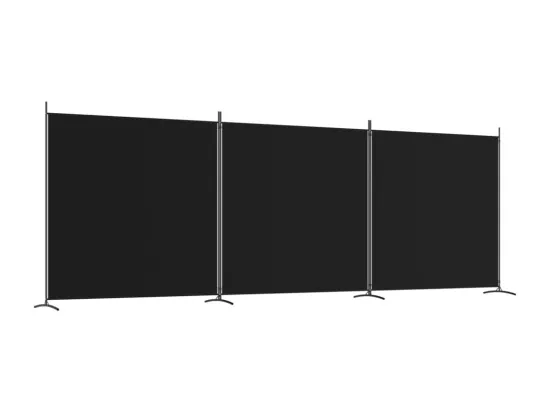 Cloison de séparation 3 panneaux Noir 525x180 cm Tissu