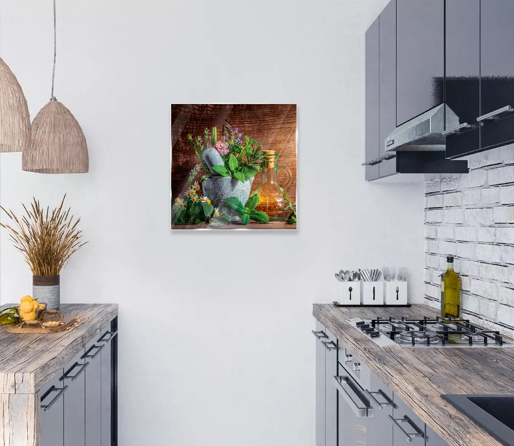 Glasbild 50 x 50 cm Herbs and spices XV