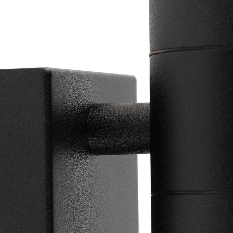 Buitenwandlamp zwart 2-lichts met bewegingssensor IP44 - Duo