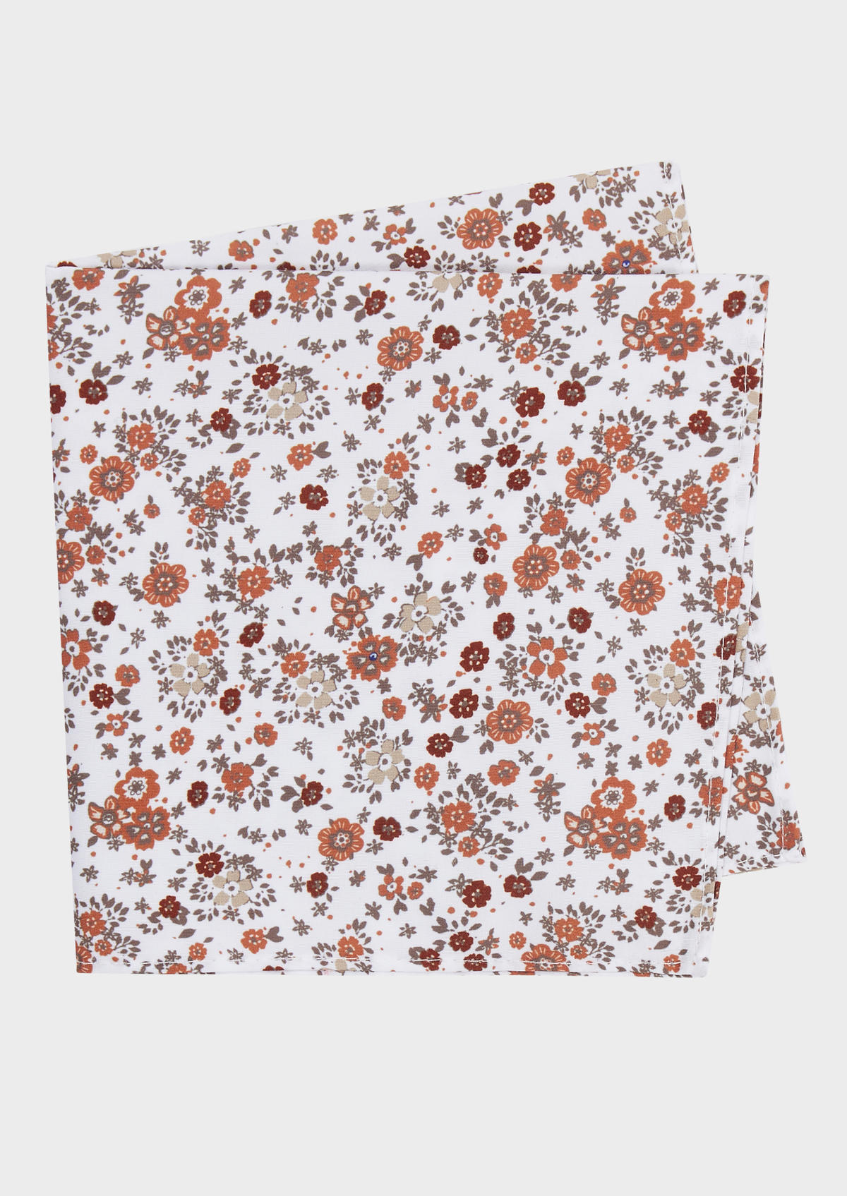Pochette blanche à motif fleuri marron et terracotta