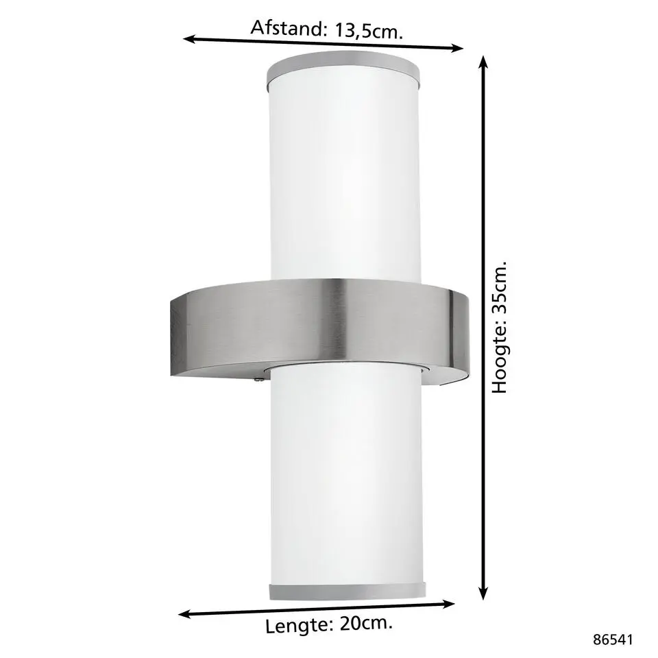 EGLO Beverly Wandlamp - E27 - 35 cm - Zilver/Wit