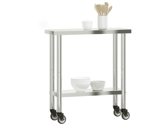 VIDAXL - Mobilier de cuisine Table de travail de cuisine avec roues 82,5x30x85 cm inox