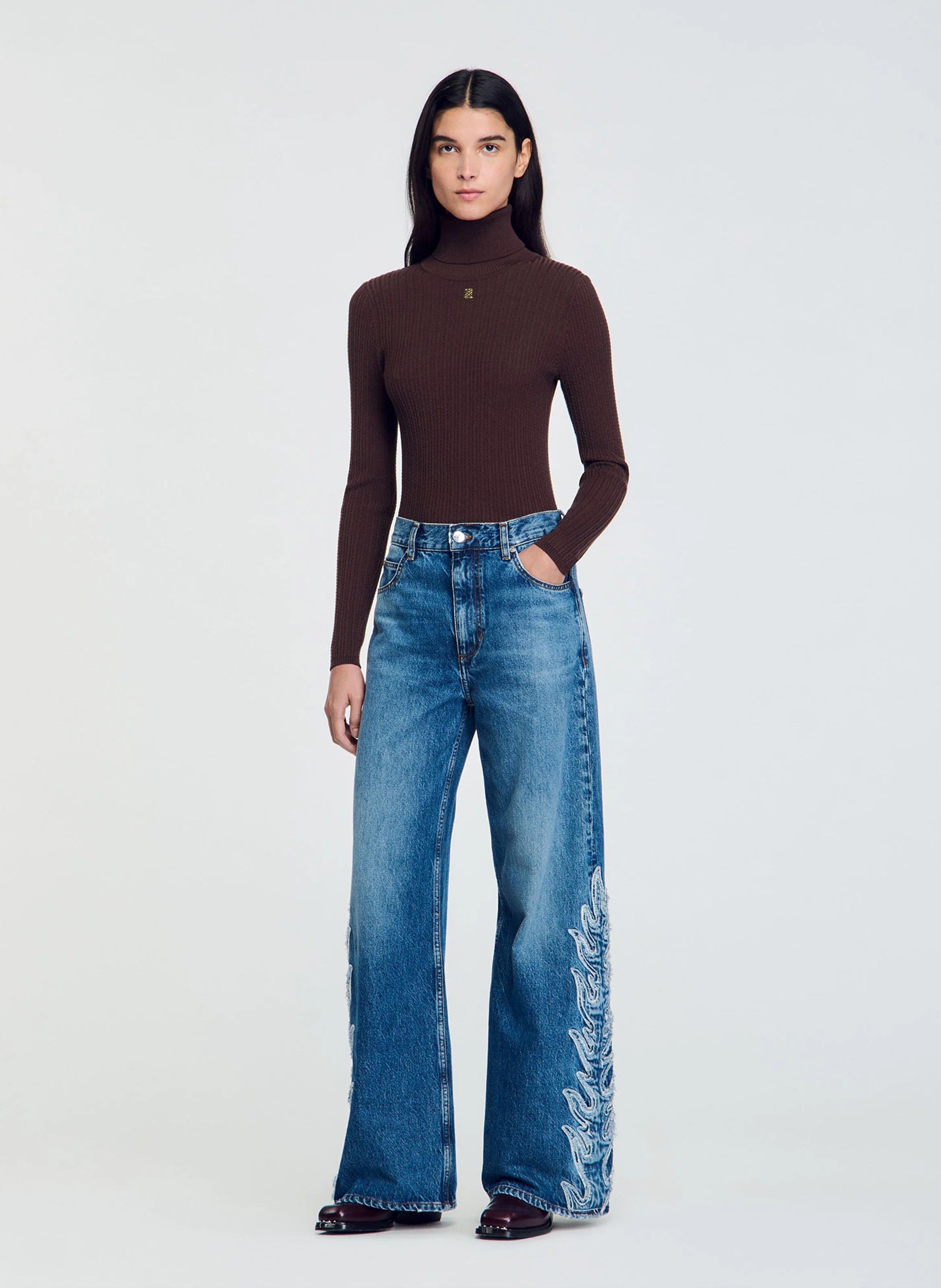 Jean large en coton | Bleu
