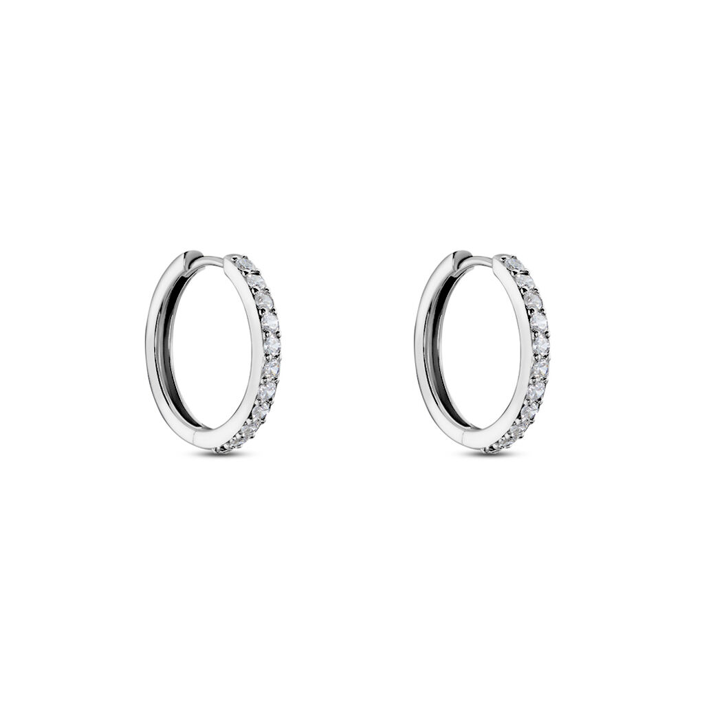 Créoles Justy Argent Blanc Oxyde De Zirconium