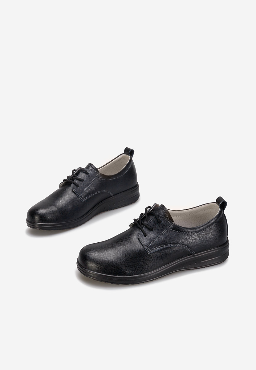 Chaussures casual femme en cuir noirs Mefira