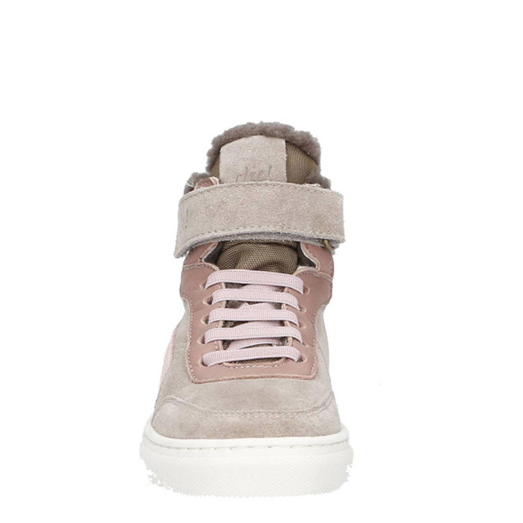 Clic! suède sneakers taupe/roze