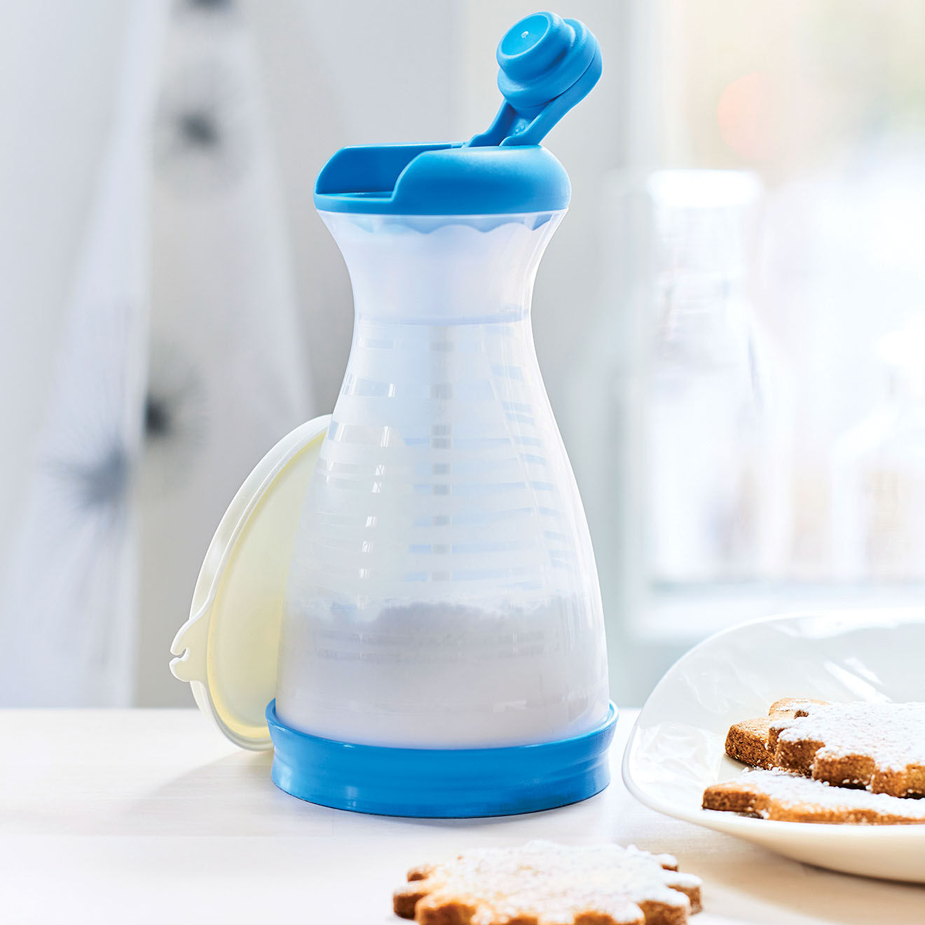 Tupperware Poudreuse Tup bleue - 11x11x18 cm
