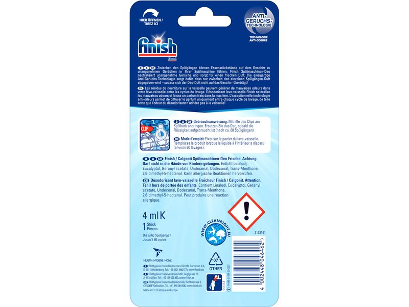 Finish Spülmaschinenpflege Deo Geruchsstop 1 Stück Geruchsneutralisierung für die Geschirrspülmaschinen