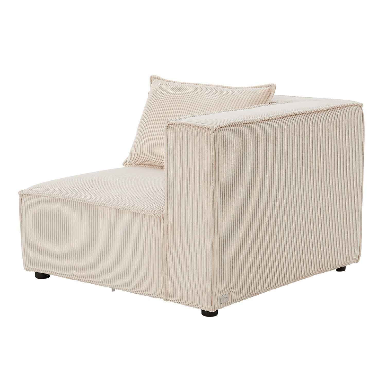 Juskys modulares Sofa Domas L - Couch Wohnzimmer - 3 Sitzer - Ottomane & Kissen - Cord Beige