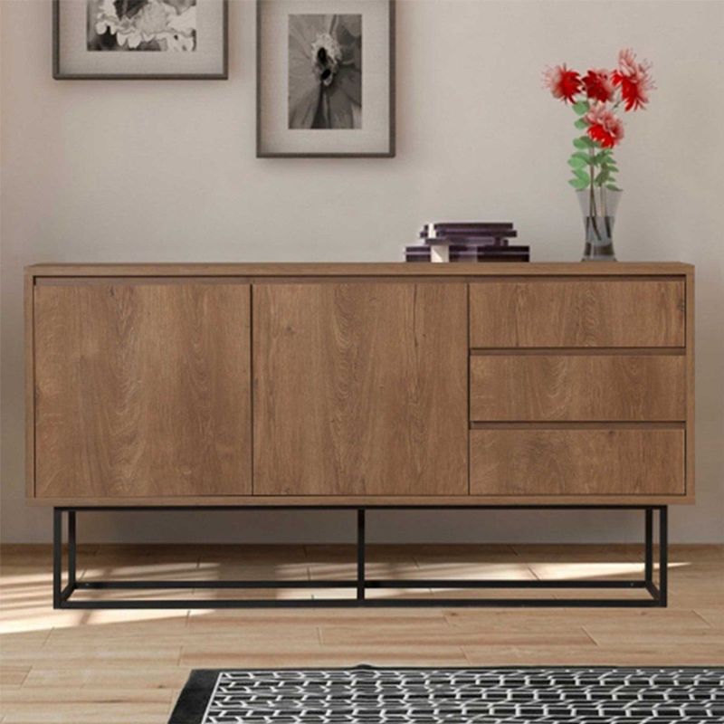 Arabic House - Dressoir Ruba - Walnoot - Zwart - Spaanplaat/Melamine