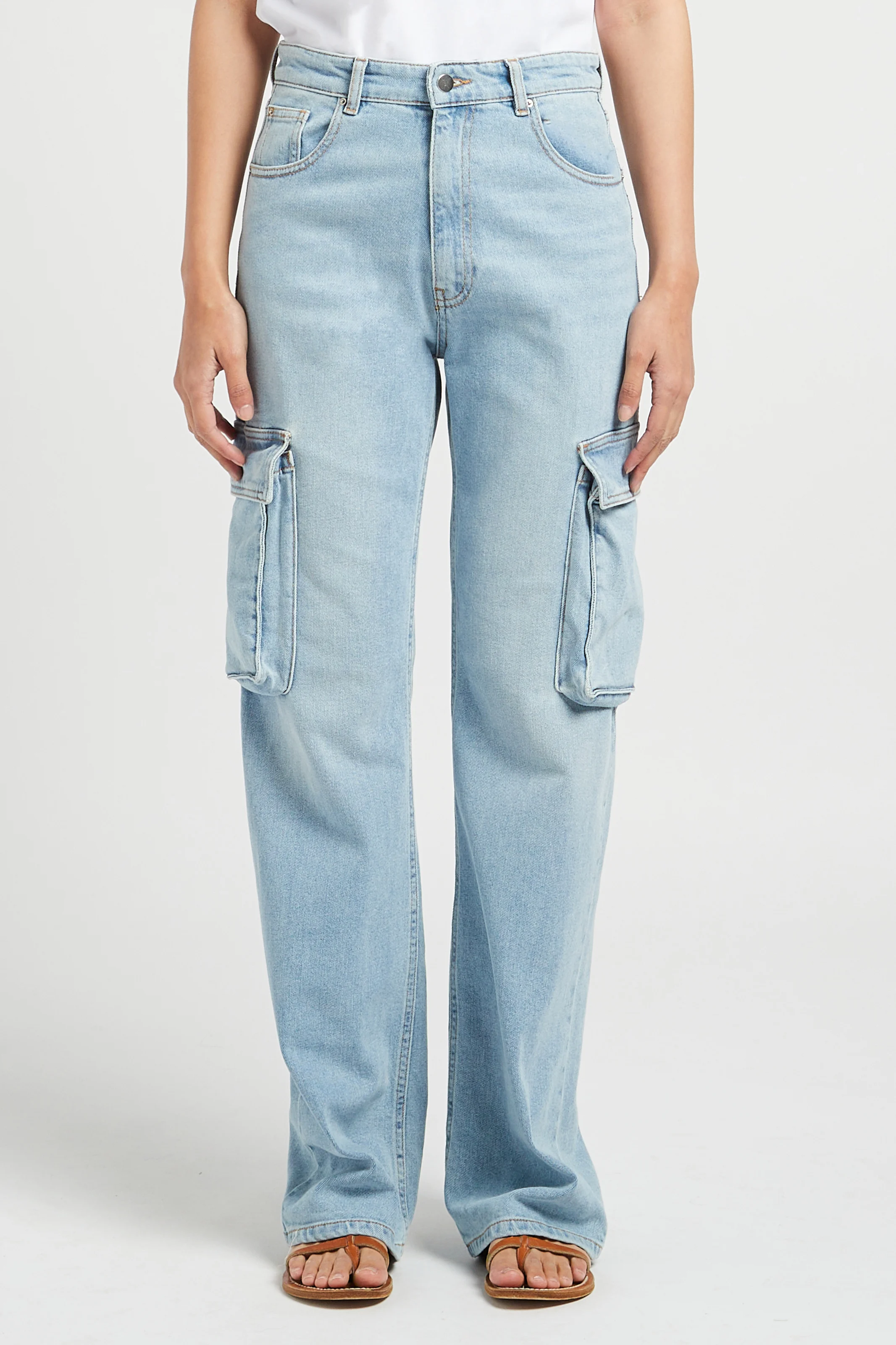 BATTLE - Jean cargo en coton stretch | Bleu