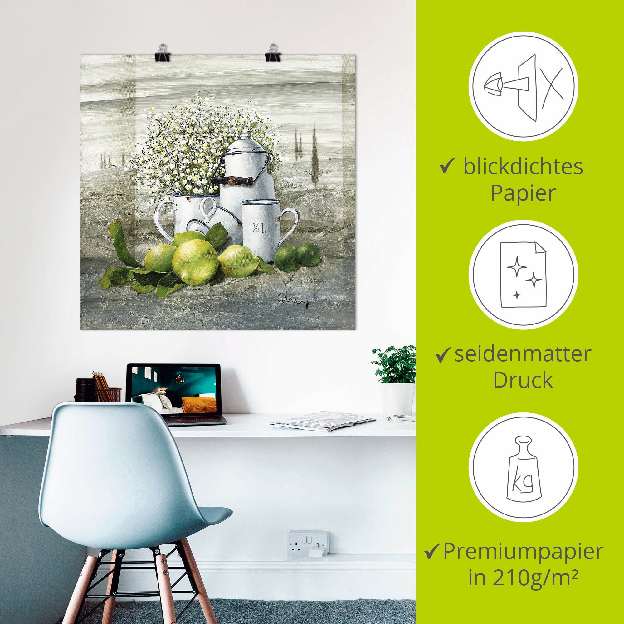 Artland Wandbild »Stillleben mit Milchkanne« Arrangements 1 Stk. tlg. als Leinwandbild, Poster, Wandaufkleber in verschied. Grössen