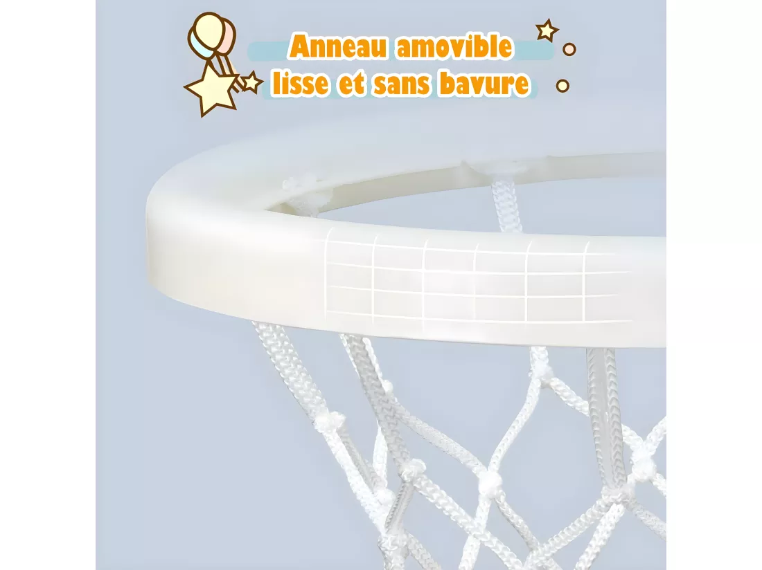 Support de Basket Multifonctionnel pour Enfant avec Panier de Basket-Ball Réglable, But de Football et Anneau à Lance, Basket-Ball et Football Inclus, Hauteur Ajustable Entre 133cm et 158cm