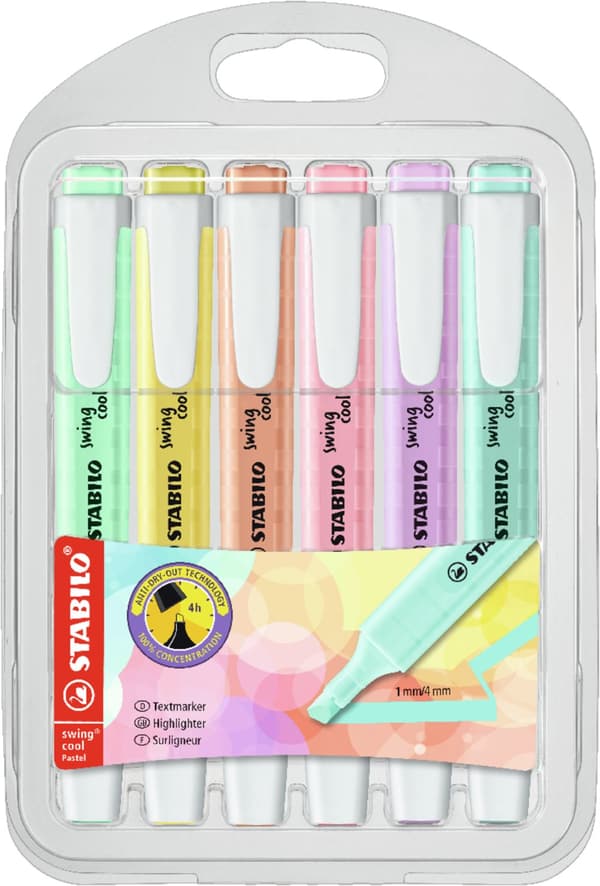 Markeringspenn Swing Cool 6 stk. Pastell Stabilo