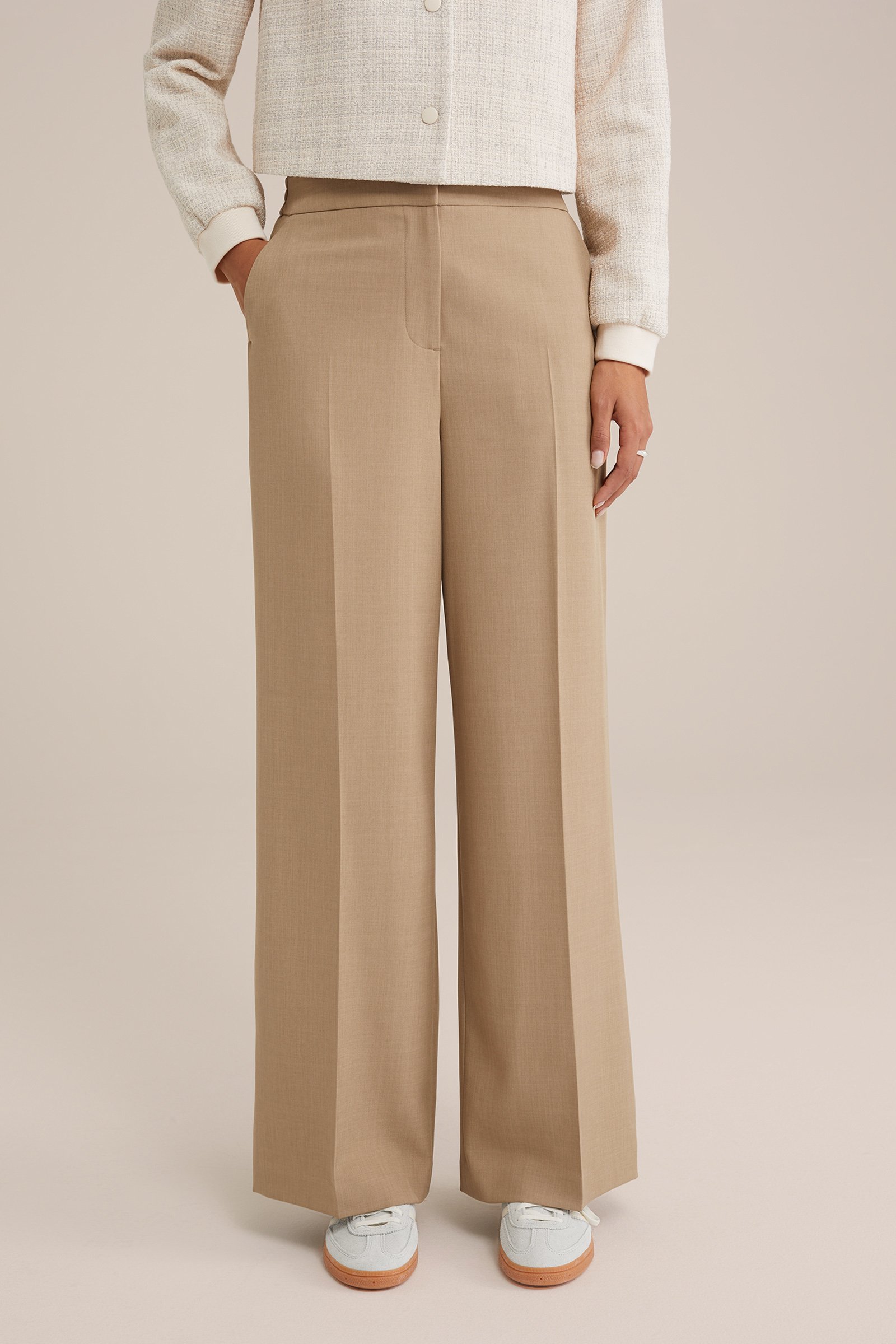 wide leg pantalon WE Fashion Beige