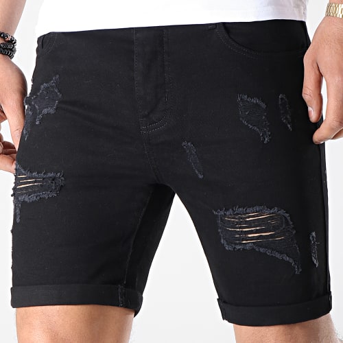 Short Jean Fit Avec Dechirures LB054-B7 Noir