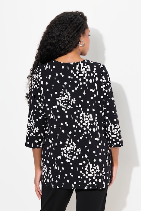 Shirt, Tupfen, Tunika-Ausschnitt, 3/4-Arm