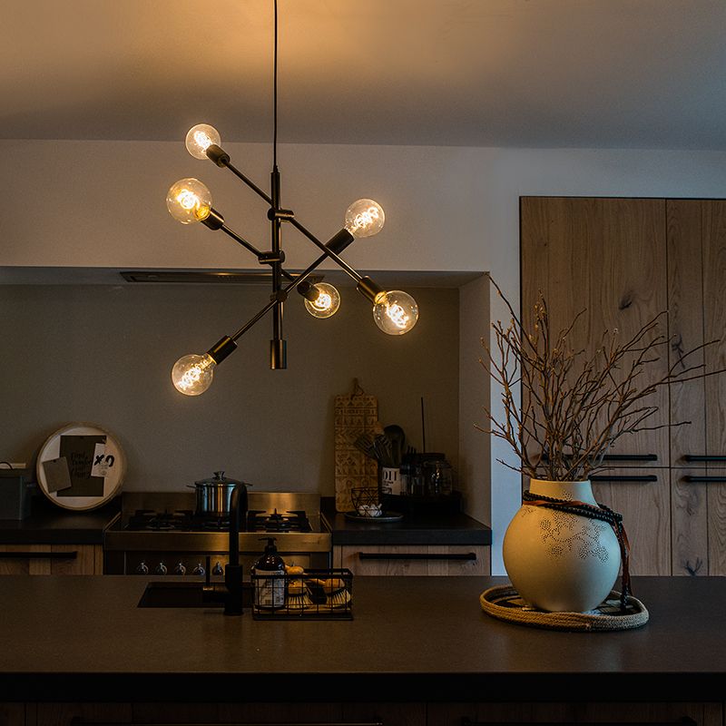 Industriële hanglamp zwart 6-lichts - Sydney
