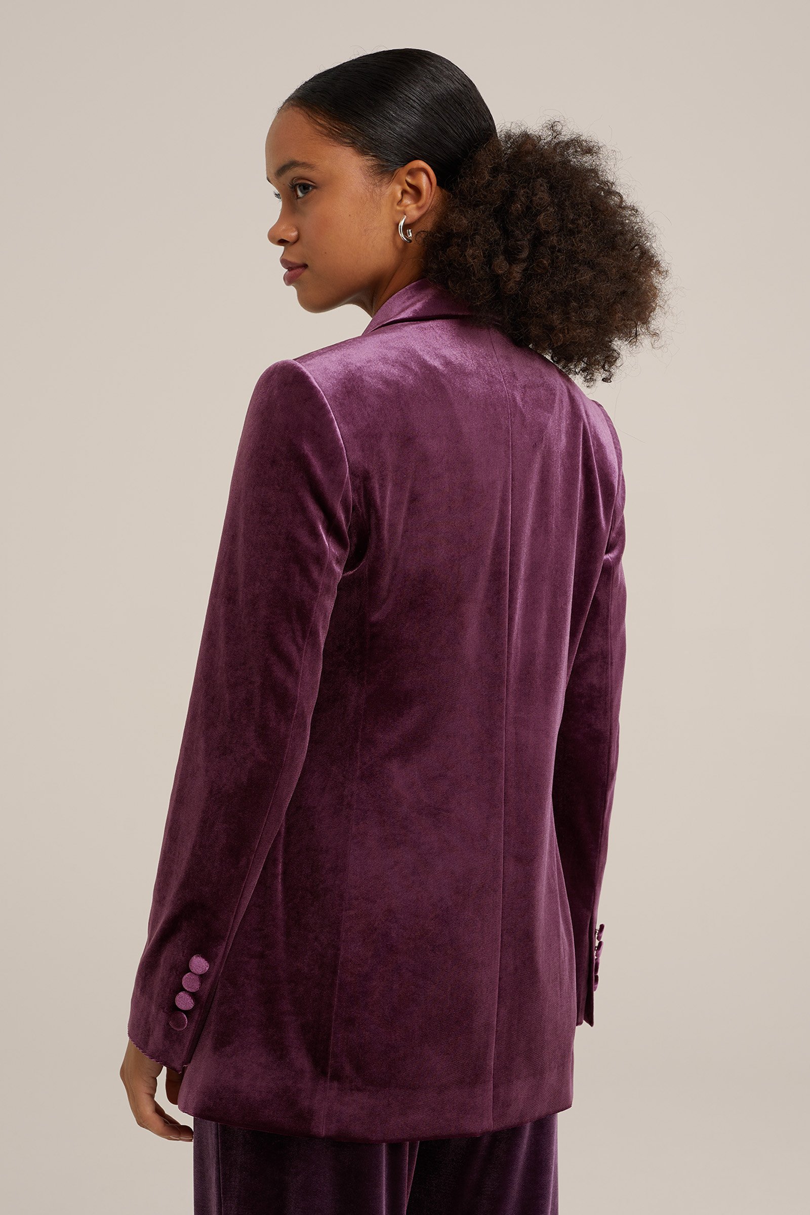regular fit  velvet blazer WE Fashion Donkerpaars