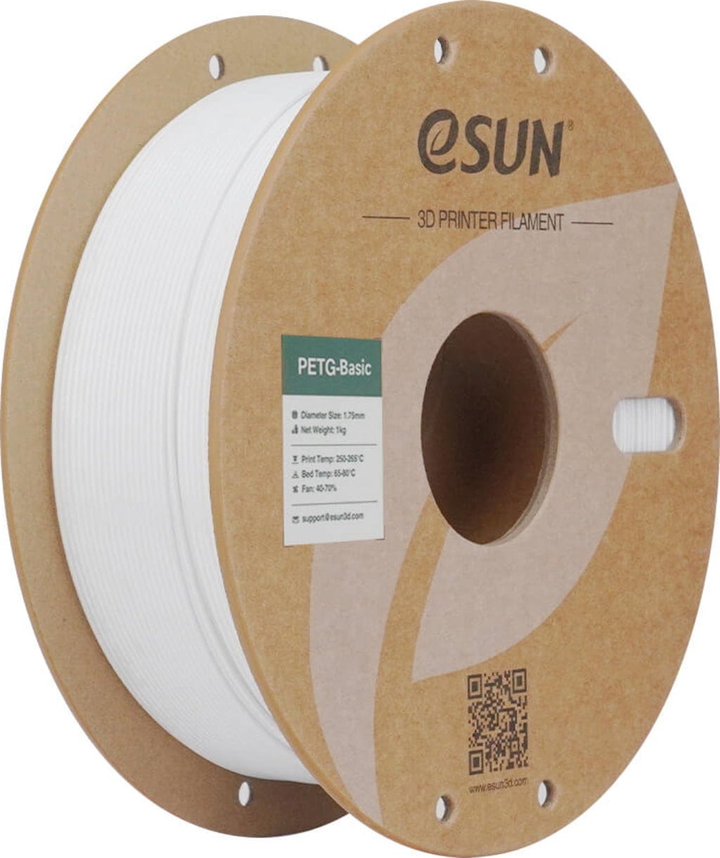 eSUN  PETG-Basic White, 1,75 mm / 1000 g    Technische Stärke von ABS trifft PLA Druckkomfort in White