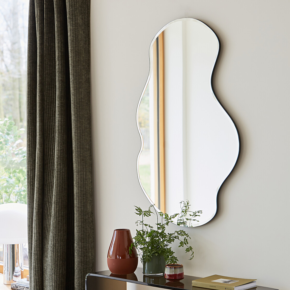 LA REDOUTE INTERIEURS<br>Cortina de veludo cotelê Carly com laços ocultos