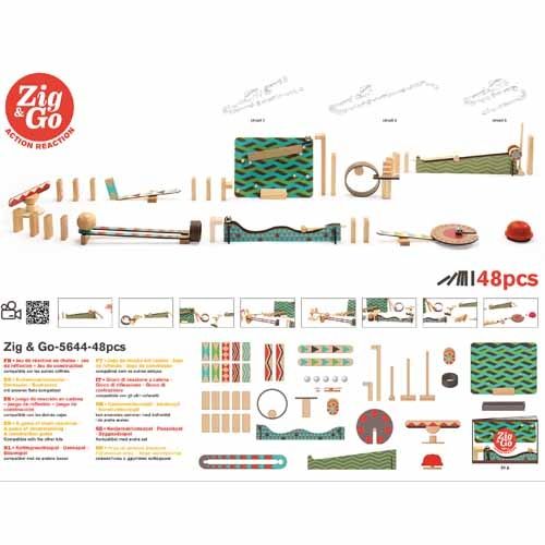 Djeco kettingreactiespel zig & go - 48st