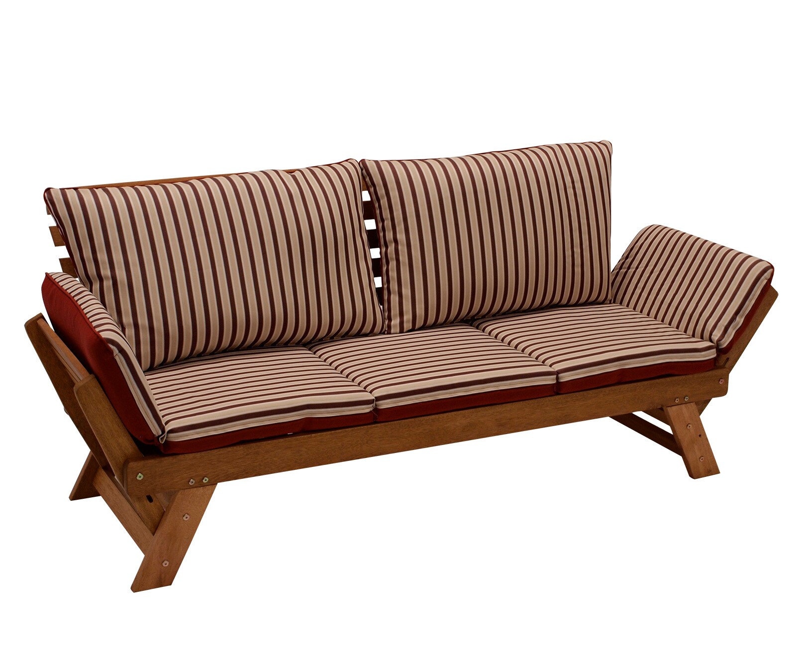 DEGAMO Liegesofa TIROL 202cm, Eukalyptus geölt, Wendeauflage Auflage rot beige