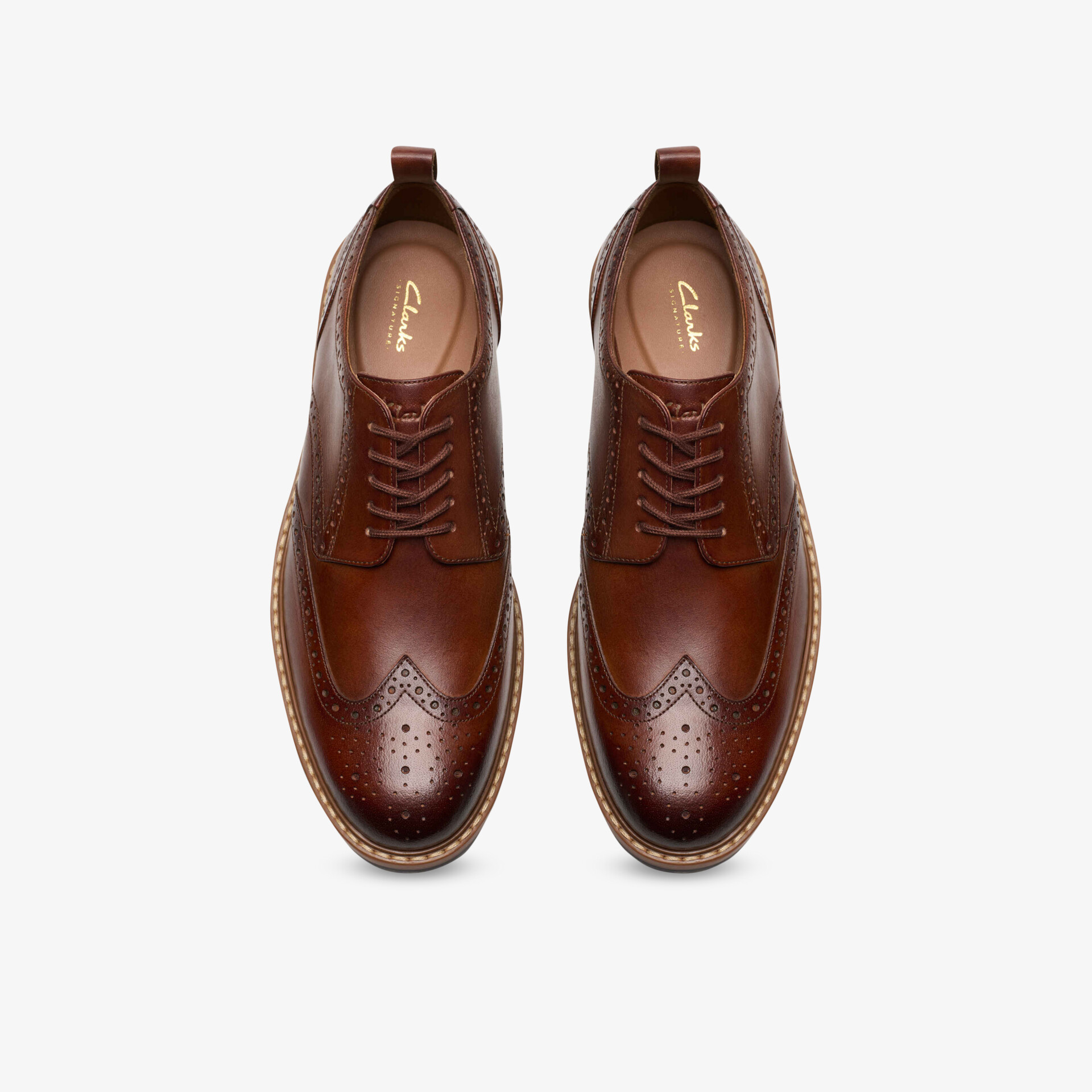 Clarks Aldwin Limit Mid Tan Lea Herren Schnürer cognac
