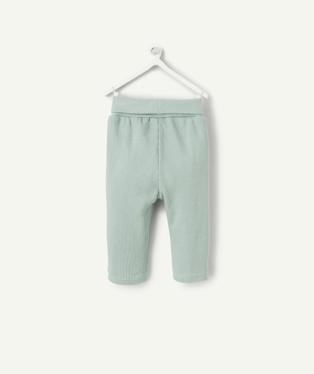 LEGGING BÉBÉ EN COTON BIO NID D'ABEILLE VERT POUDRÉ
