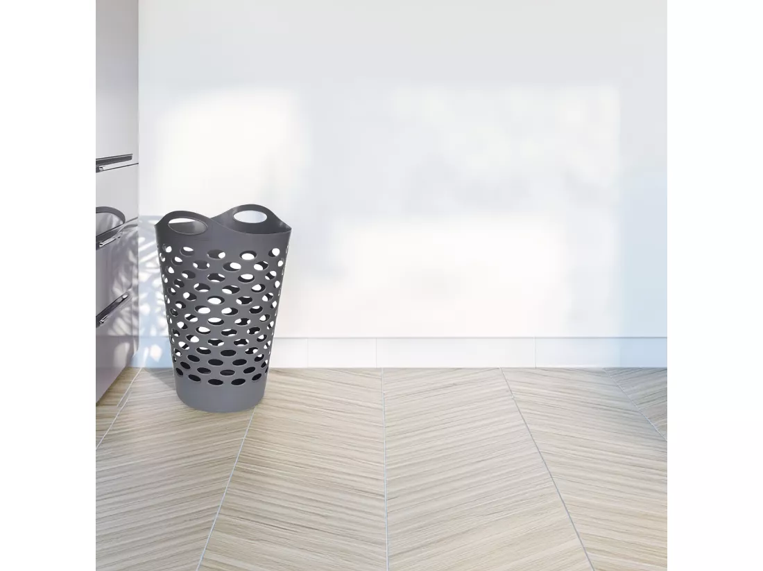 WELL HOME - Panier à linge gris 60L