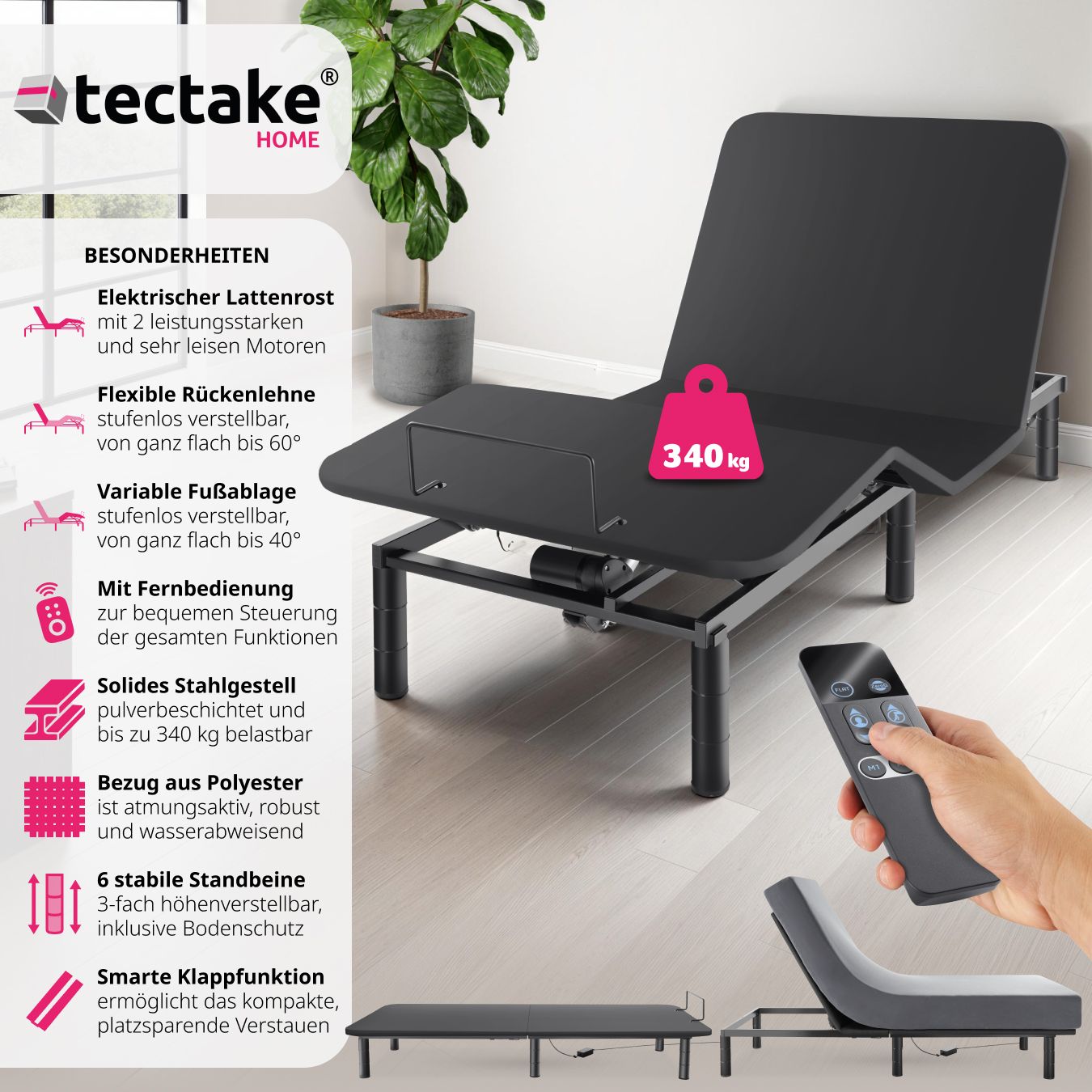 Bettgestell mit elektrisch verstellbarem Lattenrost Easy Flex